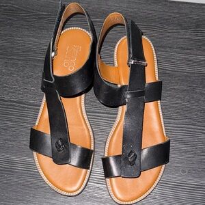 Franco Sarto Black and Tan Women's Sandals Cute and Comfy